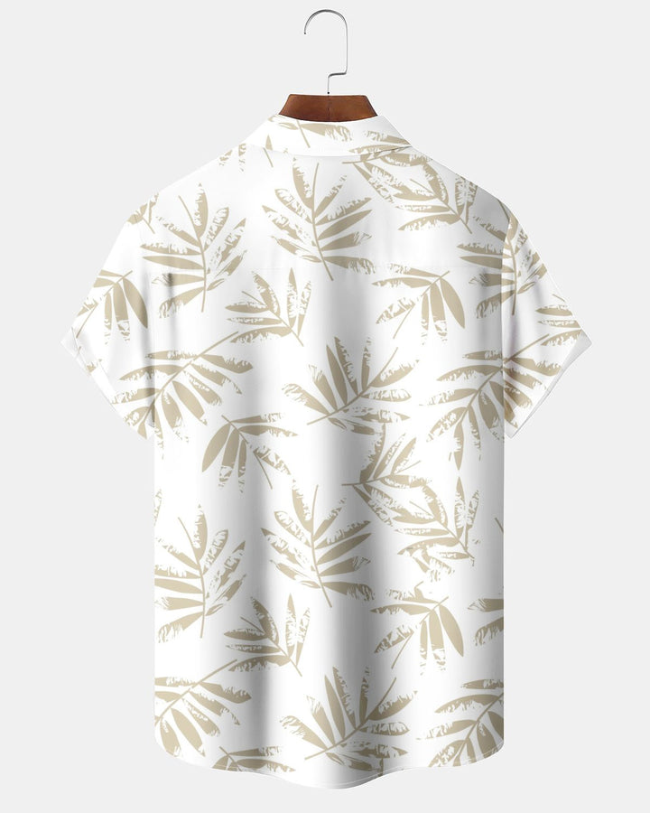 Alohadaddy® Hawaiian Leaf Print Art Button Cardigan with Pockets Men&
