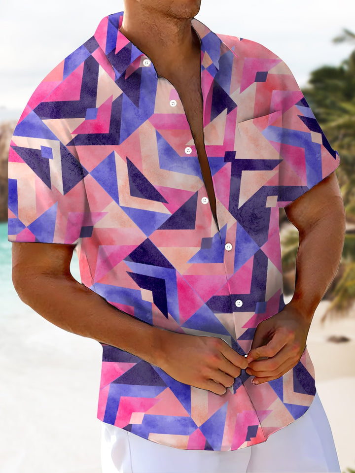Alohadaddy® Vintage Geometric Ombre Art Print Moisture Wicking Stretch Men&
