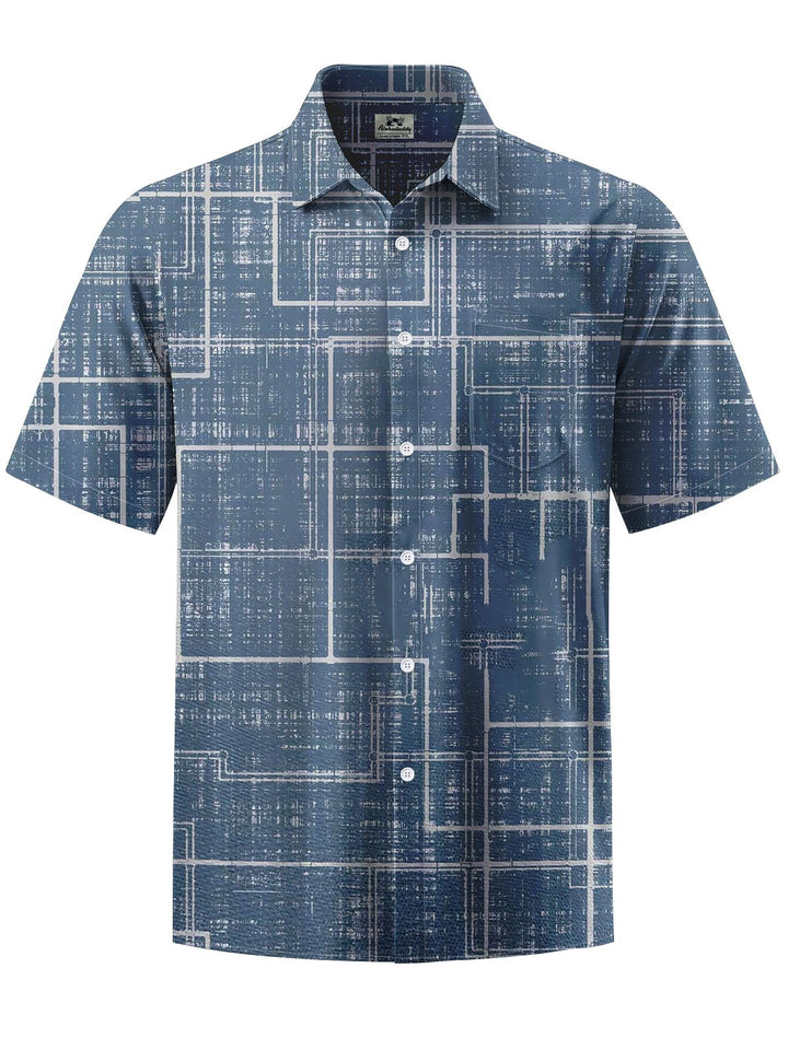Alohadaddy® Vintage Plaid Print Chest Pocket Men&
