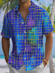 Alohadaddy® Casual Geometric Plaid Art Print Moisture Wicking Men's Short Sleeve Shirt Big & Tall