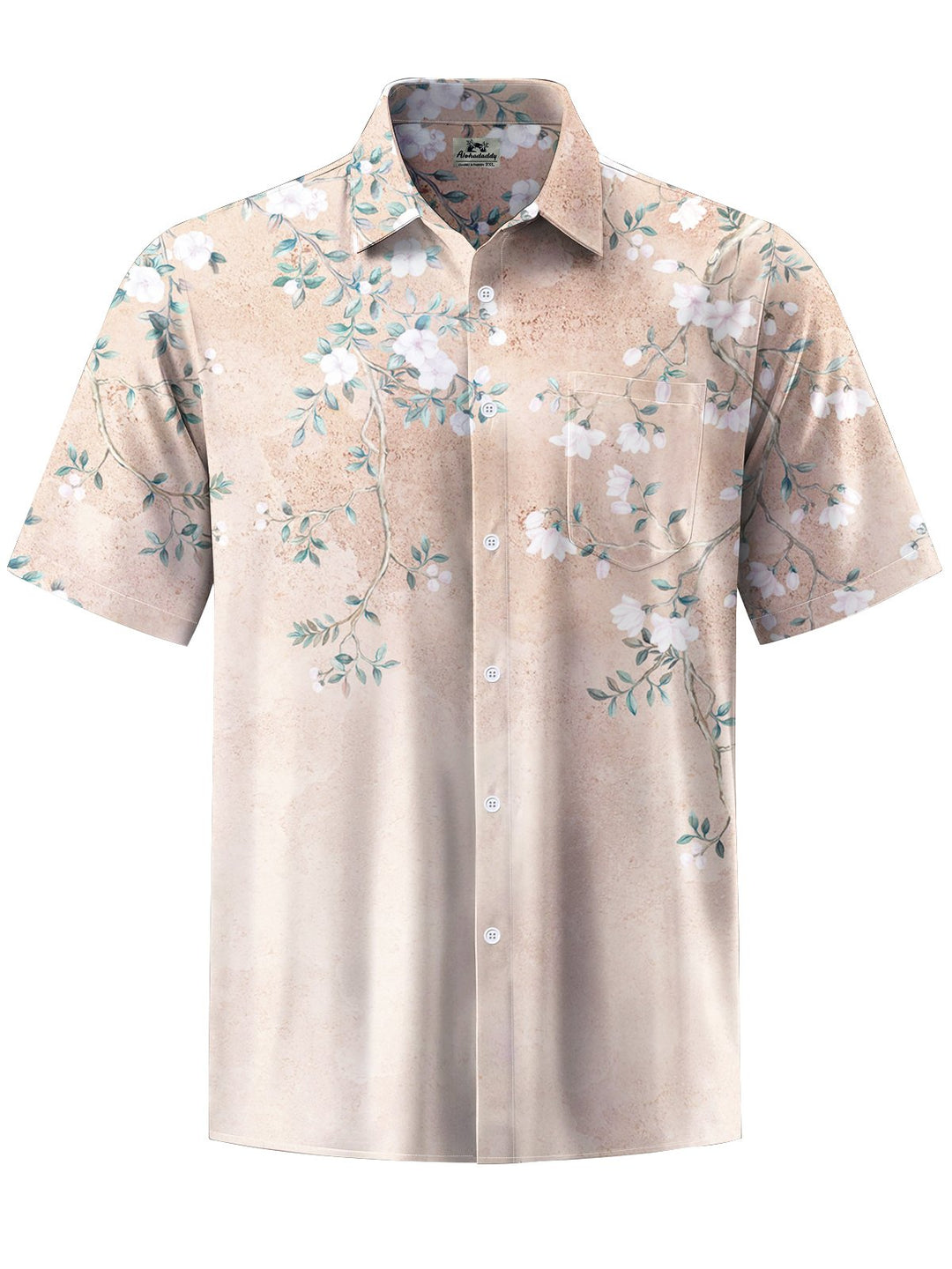 Alohadaddy® Hawaiian Flowers Art Print Chest Pocket Mens Short Sleeve Shirt Big &amp; Tall