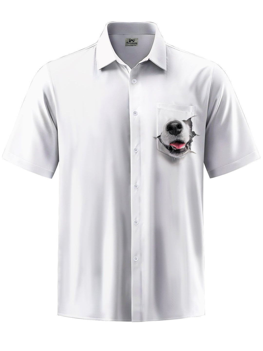Alohadaddy® Casual Dog Art Print Chest Pocket Men&