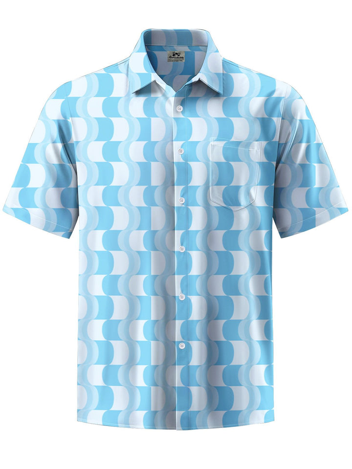 Alohadaddy® Casual Stripe Art Print Chest Pocket Men&