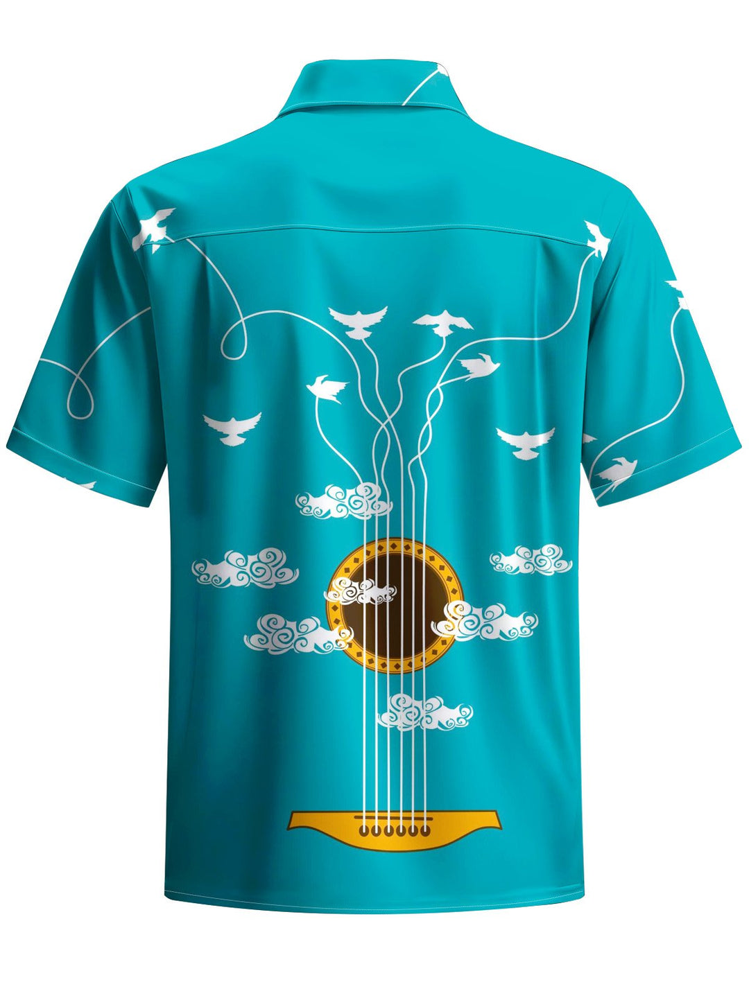 Alohadaddy® Casual Guitar Art Print Chest Pocket Moisture Wicking Mens Short Sleeve Shirt Big &amp; Tall