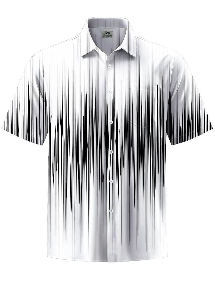 Alohadaddy® Casual Stripe Art Print Chest Pocket Men&