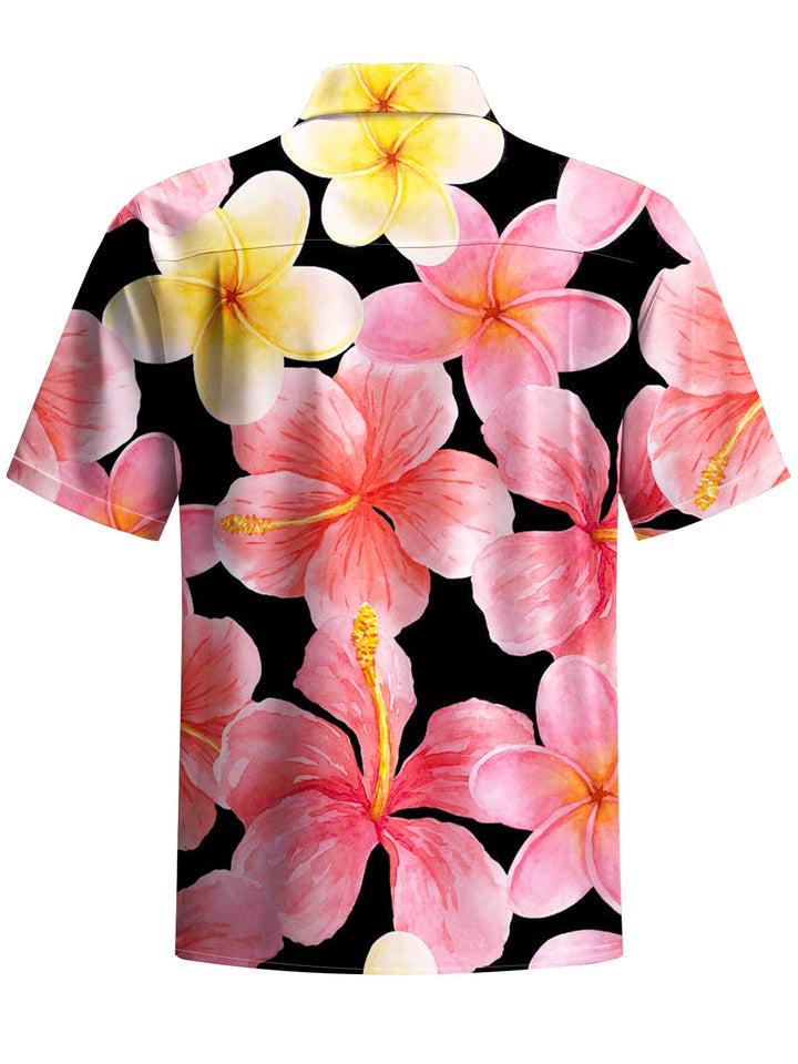Alohadaddy® Hawaiian Floral Art Print Chest Pocket Men&