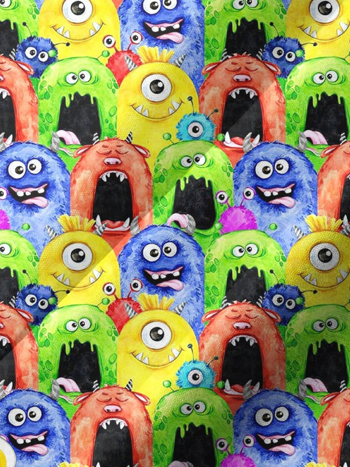 Alohadaddy® Casual Monster Art Print Chest Pocket Men&