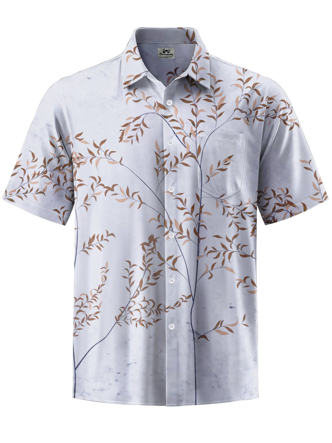 Alohadaddy® Casual Leaf Art Print Chest Pocket Men&