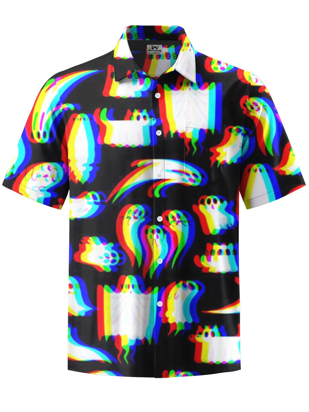 Alohadaddy® Halloween Ghost Art Print Chest Pocket Stretch Men&