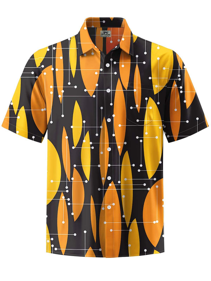 Alohadaddy® Casual Geometric Plaid Art Print Chest Pocket Men&