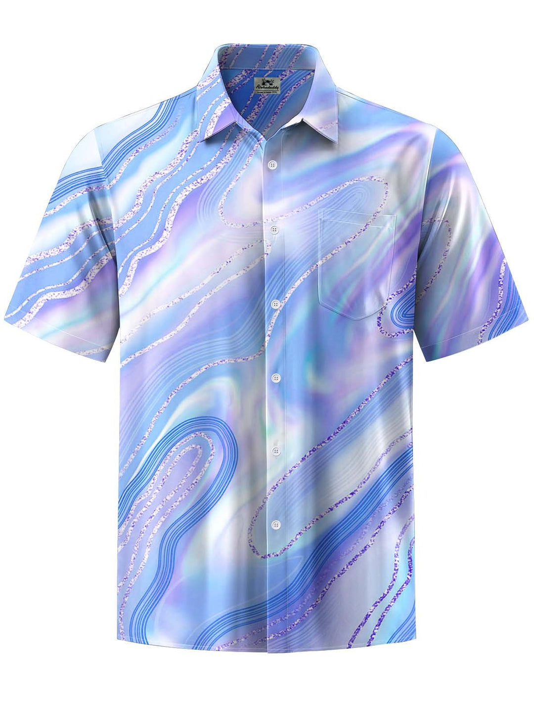 Alohadaddy® Casual Abstract Art Print Chest Pocket Stretch Men&