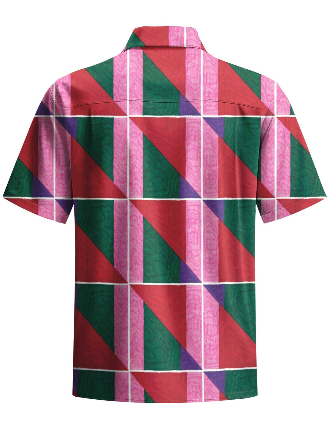 Alohadaddy® Retro Geometric Colorblock Print Art Elastic Pocket Button Men&