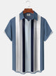 Alohadaddy® Vintage Stripe Print Pocket Button Stretch Men's Short Sleeve Shirt Big & Tall