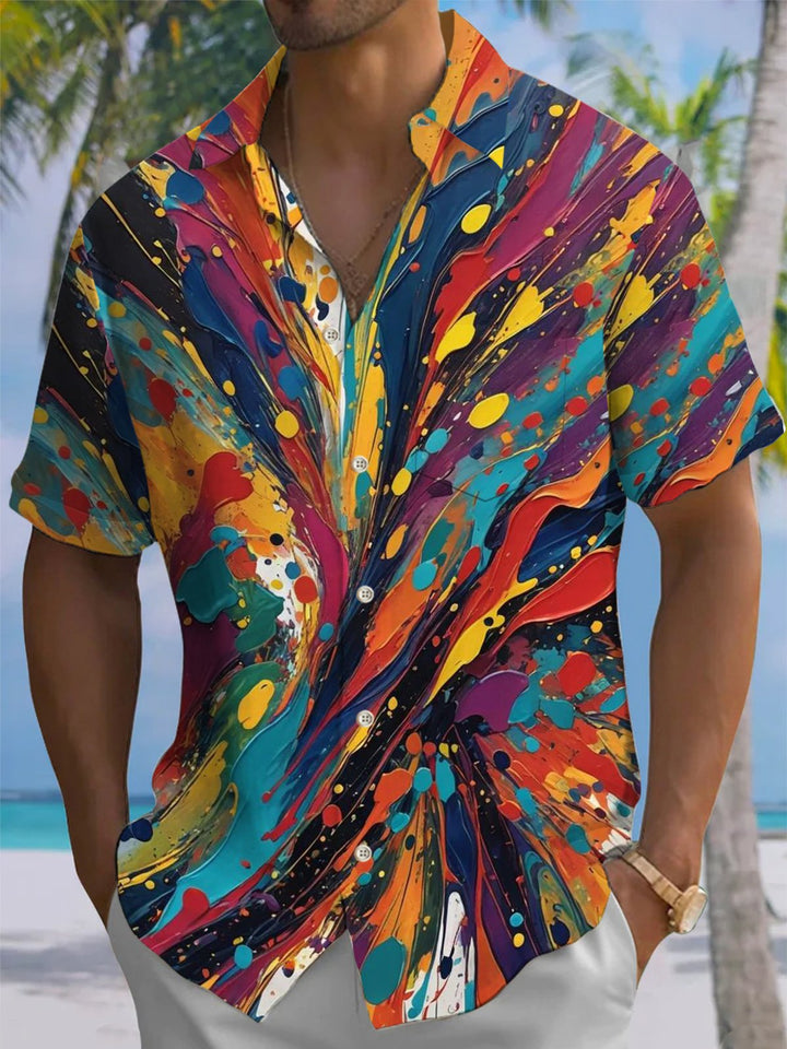 Alohadaddy® Retro Abstract Painting Print Pocket Elastic Button Men&