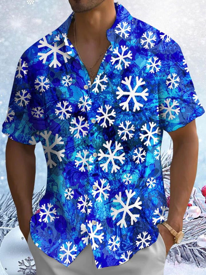 Alohadaddy® Christmas Snowflake Print Pocket Elastic Button Men&