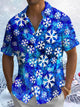 Alohadaddy® Christmas Snowflake Print Pocket Elastic Button Men's Short Sleeve Shirt Big & Tall