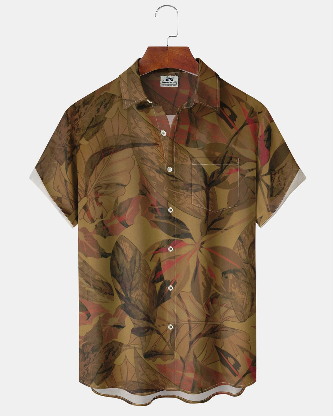 Alohadaddy® Vintage Leaf Print Short Sleeve Shirt for Men Big &amp; Tall