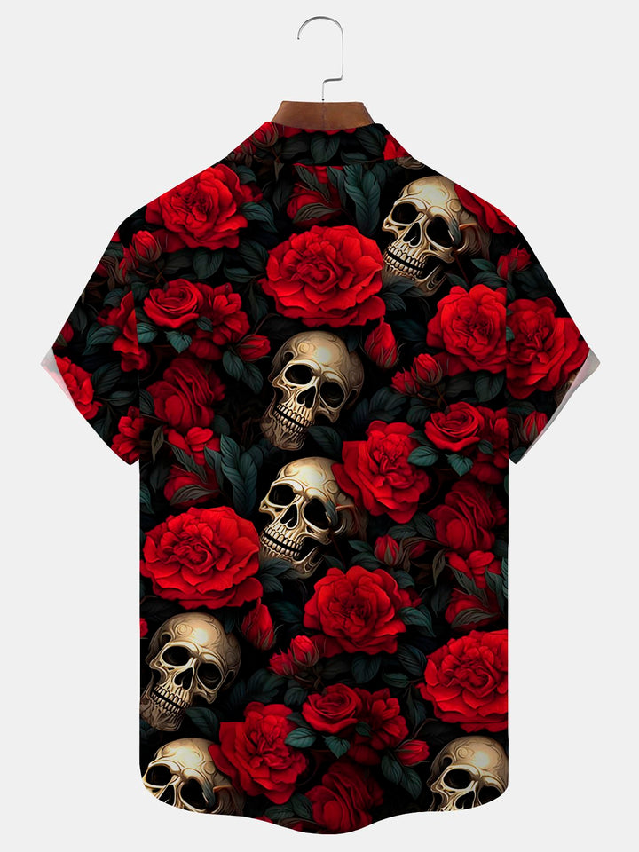 Alohadaddy Retro Halloween Skull Rose Flower 3D Digital Print Men&