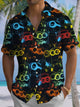 Alohadaddy® Casual Cartoon Print Chest Pocket Men's Short Sleeve Shirt Big & Tall