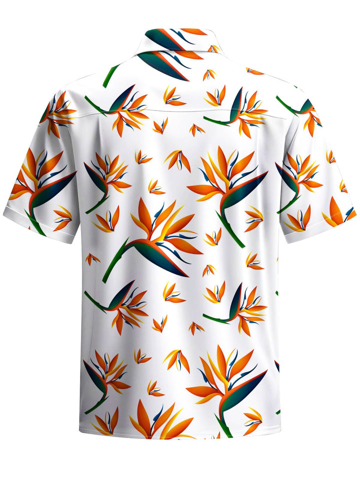 Alohadaddy® Hawaiian Crane Orchid Printed Moisture Wicking Men&