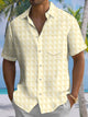 Alohadaddy® Casual Geometric Art Print Chest Pocket Men's Short Sleeve Shirt Big & Tall