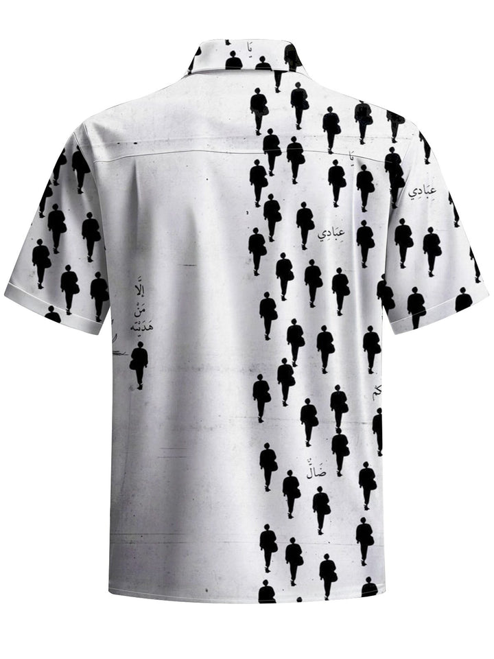 Alohadaddy® Casual Asymmetric Crowd Art Print Mens Moisture Wicking Short Sleeve Shirt Big &amp; Tall