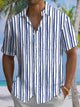 Alohadaddy® Casual Stripes Art Print Chest Pocket Mens Wicking Short Sleeve Shirt Big & Tall