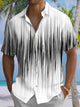 Alohadaddy® Casual Stripe Art Print Chest Pocket Men's Short Sleeve Shirt Big & Tall