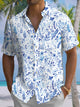 Alohadaddy® Hawaiian Leaf Art Print Chest Pocket Men's Short Sleeve Shirt Big & Tall