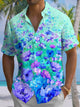 Alohadaddy® Hawaiian Floral Art Print Chest Pocket Men's Short Sleeve Shirt Big & Tall
