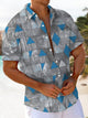 Alohadaddy® Casual Geometric Diamond Art Print Chest Pocket Men's Short Sleeve Shirt Big & Tall