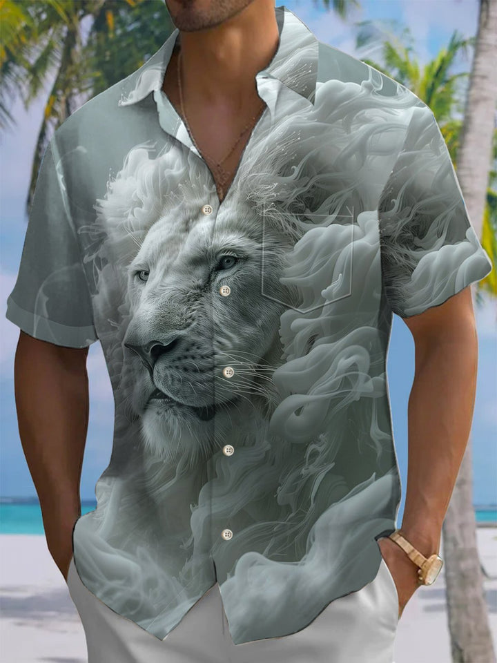 Alohadaddy® Casual Stone Art Print Chest Pocket Men&