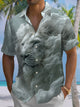 Alohadaddy® Casual Stone Art Print Chest Pocket Men's Stretch Short Sleeve Shirt Big & Tall