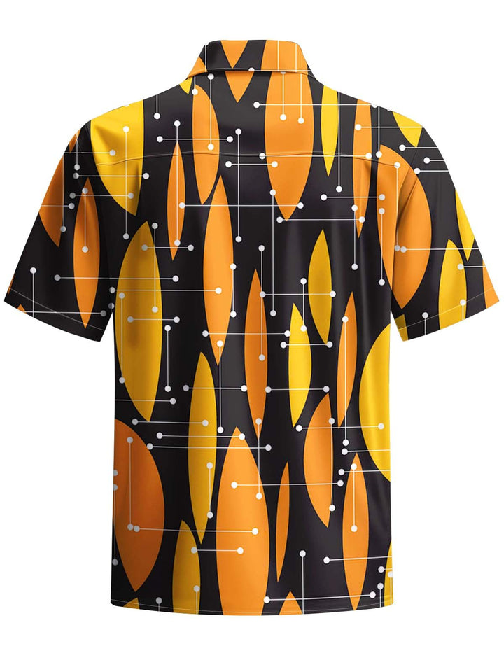 Alohadaddy® Casual Geometric Plaid Art Print Chest Pocket Men&