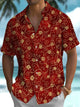 Alohadaddy® Holiday Christmas Floral Art Print Pocket Stretch Men's Short Sleeve Shirt Big & Tall