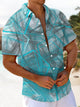Alohadaddy® Casual Geometric Print Art Pocket Stretch Men's Short Sleeve Shirt Big & Tall