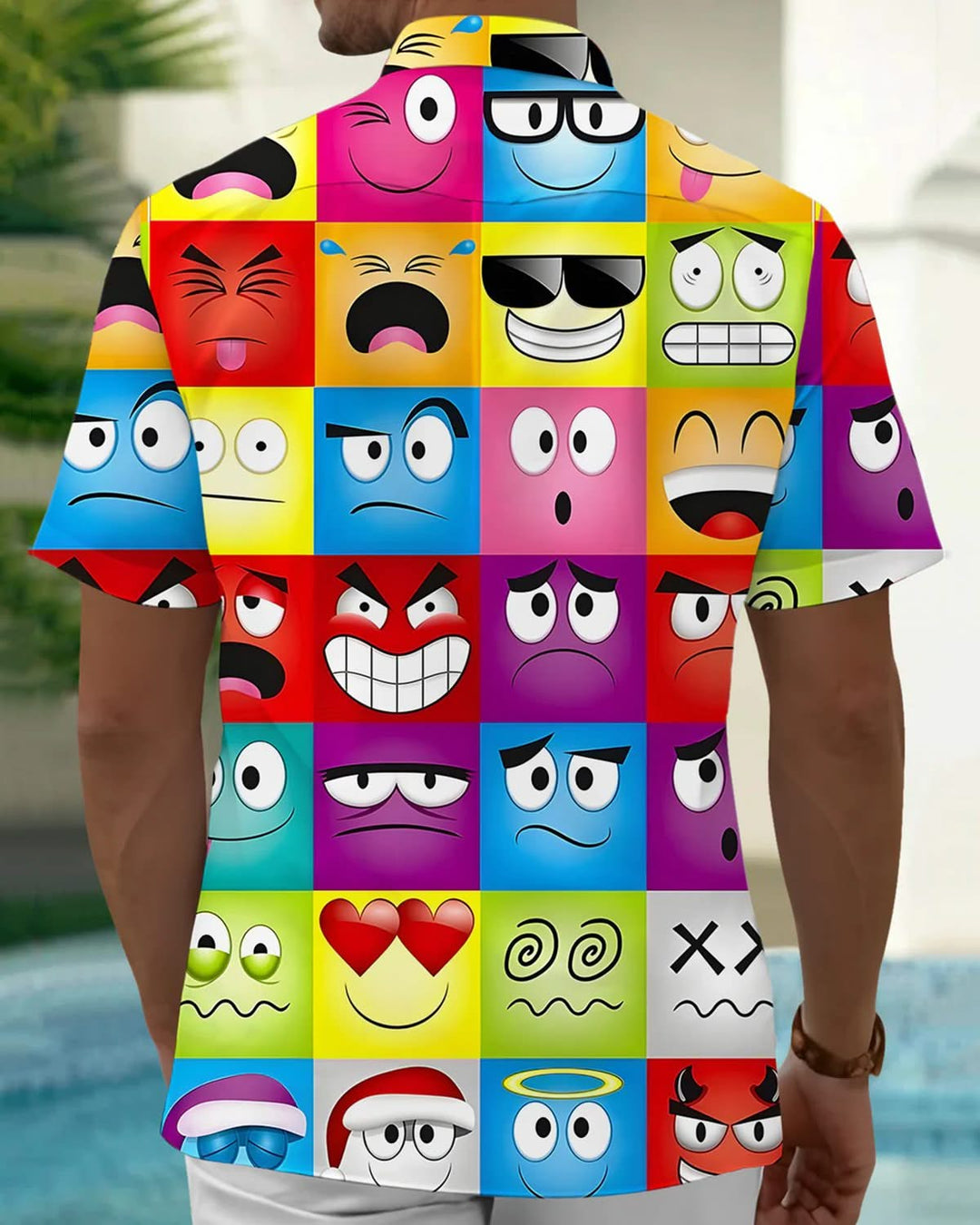 Alohadaddy® Casual Geometric Fun Expression Print Pocket Button Men&