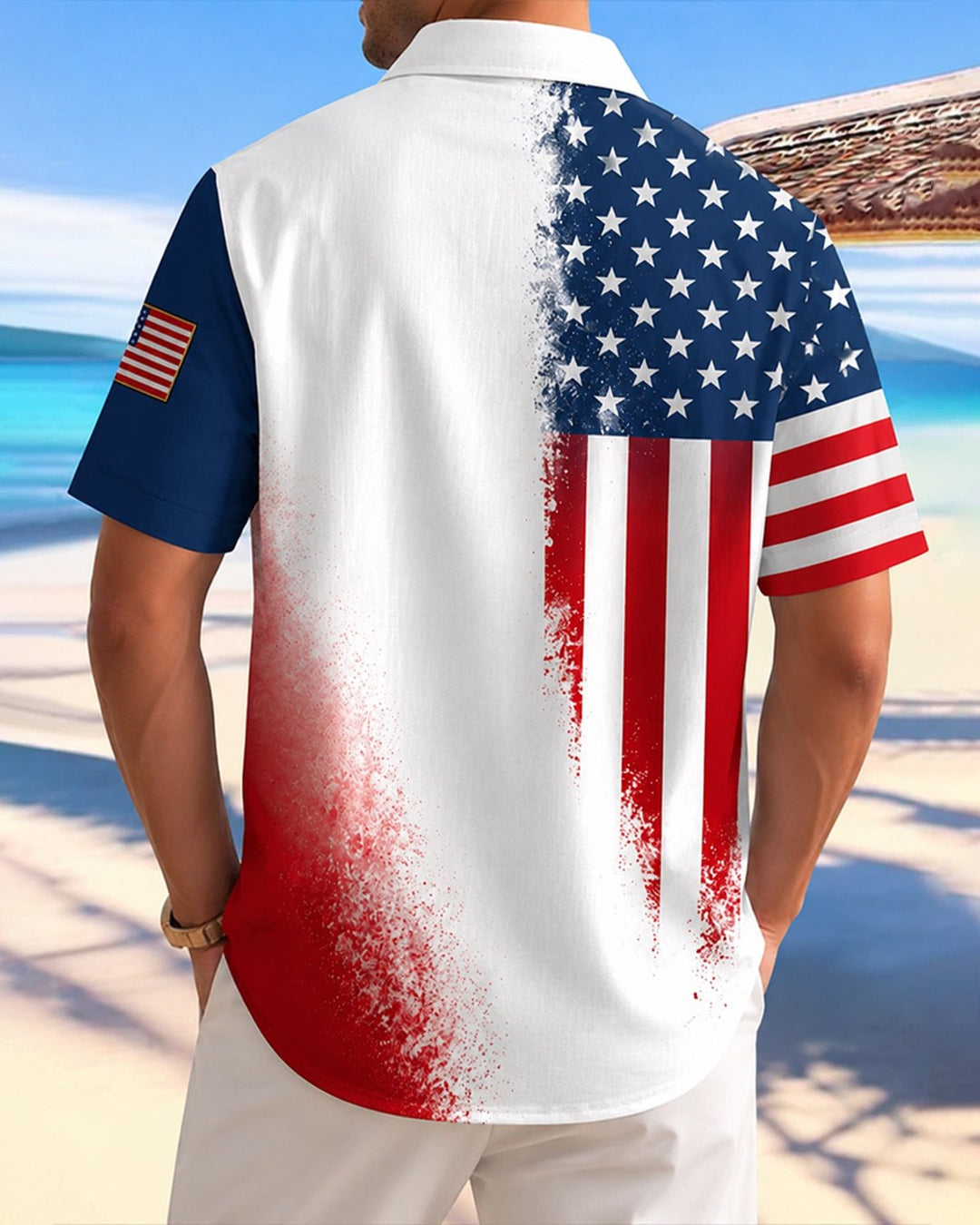 Alohadaddy® U.S. Flag 250th Independence Day Commemorative Short-Sleeve Shirt