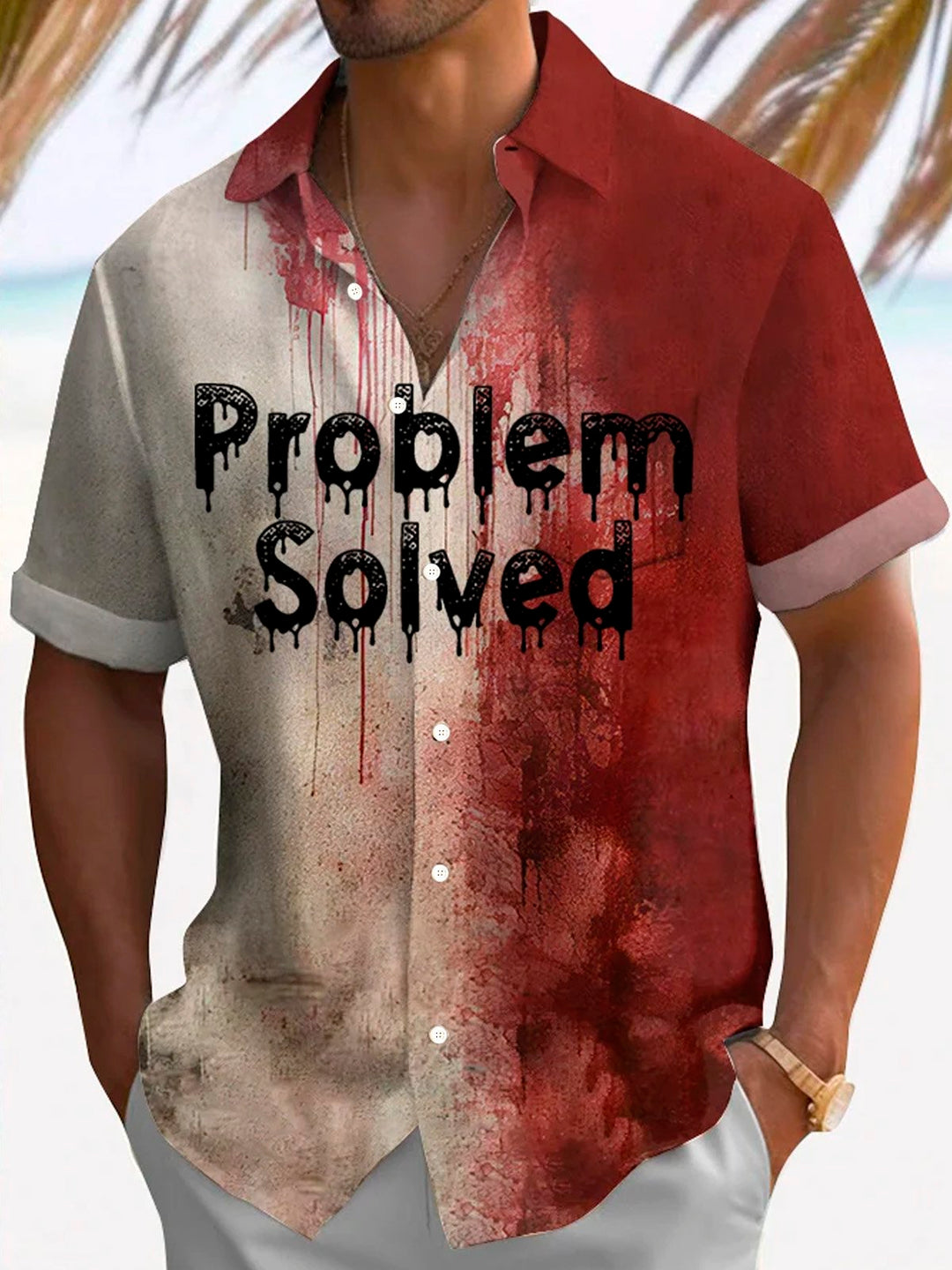 Chemise à manches courtes et poches à boutons pour homme avec imprimé numérique 3D dégradé d&
