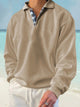 Alohadaddy Men's Plaid Stitching Lapel Long Sleeve Sweatshirt