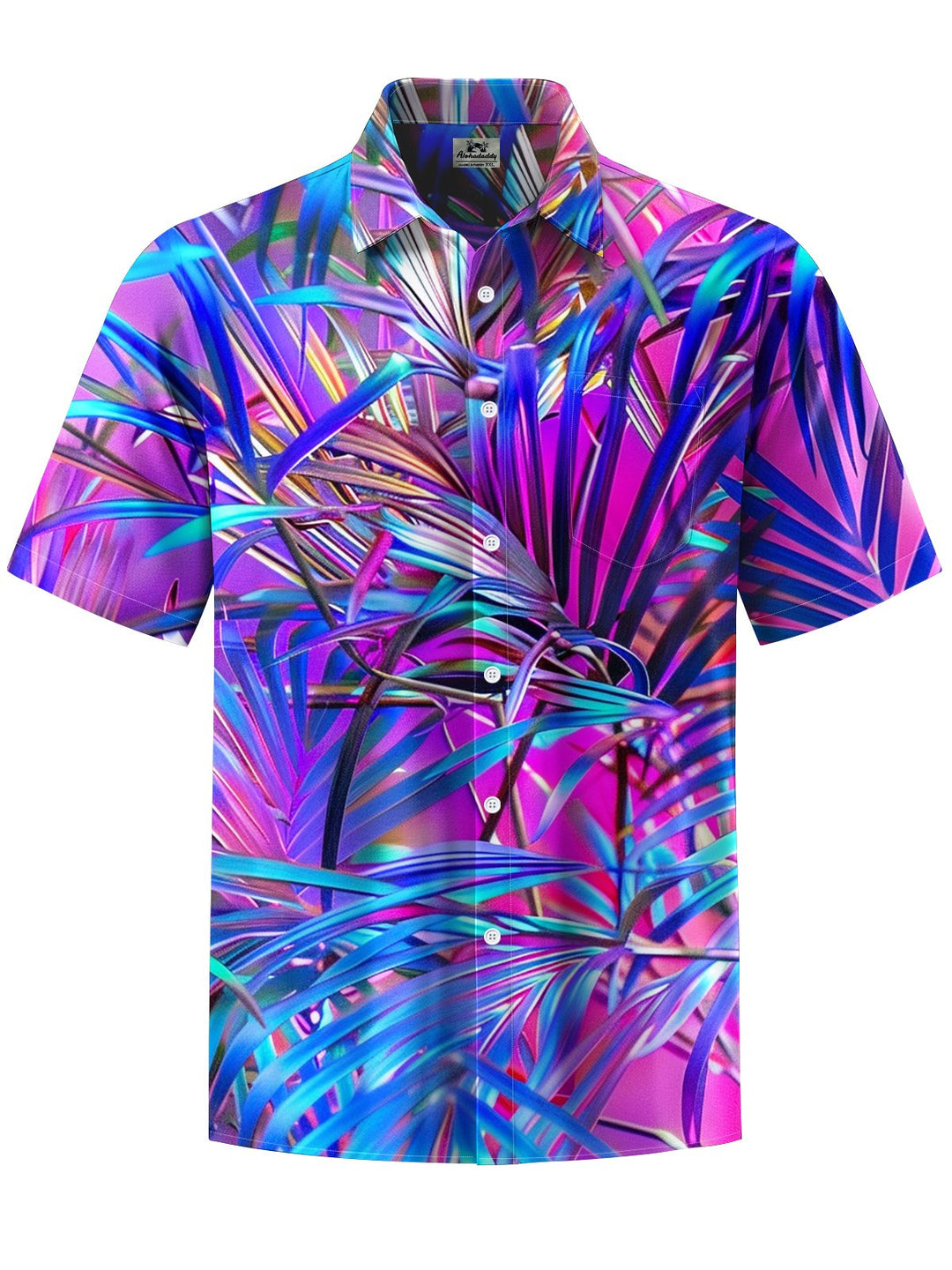 Alohadaddy® Hawaiian Leaves Art Print Chest Pocket Moisture Wicking Men&