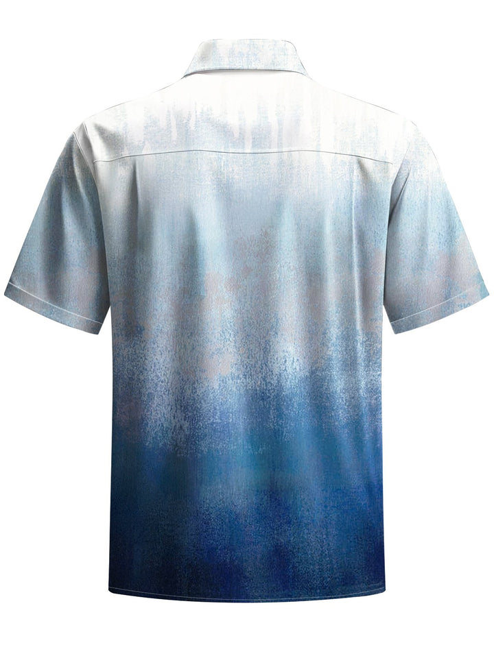 Alohadaddy® Casual Gradient Art Print Chest Pocket Mens Short Sleeve Shirts Big &amp; Tall