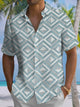Alohadaddy® Casual Geometric Art Print Chest Pocket Men's Short Sleeve Shirt Big & Tall