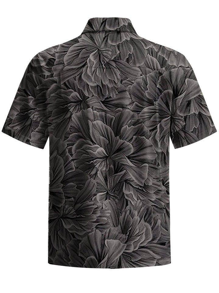 Alohadaddy® Vintage Floral Art Print Chest Pocket Moisture-Wicking Men&