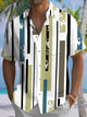Alohadaddy® Casual Stripe Art Print Chest Pocket Men's Short Sleeve Shirt Big & Tall