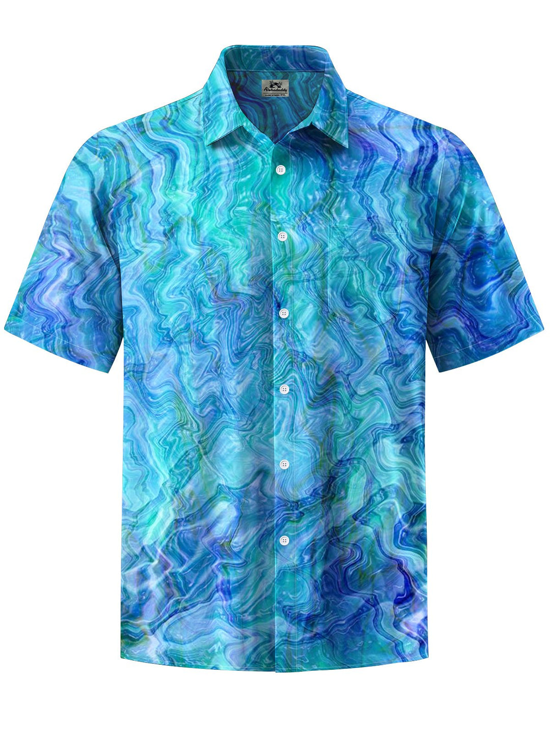 Alohadaddy® Hawaiian Abstract Texture Art Print Chest Pocket Men&