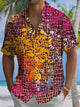 Alohadaddy® Casual Floral Geometric Art Print Chest Pocket Men's Short Sleeve Shirt Big & Tall