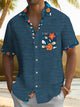 Alohadaddy® Casual Textured Floral Contrast Print Art Chest Pocket Men's Short Sleeve Shirt Big & Tall