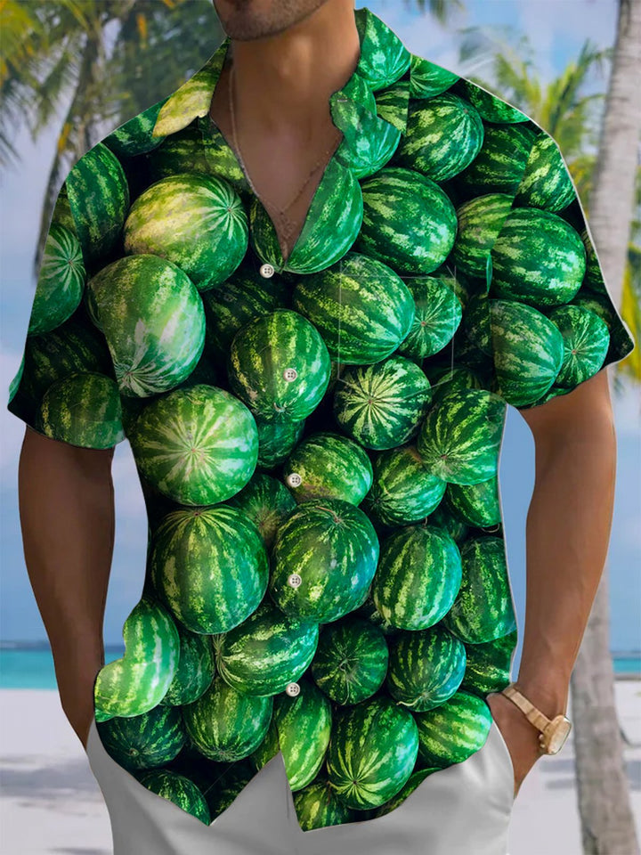 Alohadaddy® Hawaiian Watermelon Art Print Chest Pocket Men&