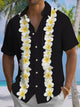 Alohadaddy® Hawaiian Plumeria Flower Print with Chest Pocket for Men's Stretch Short Sleeve Shirt Big & Tall